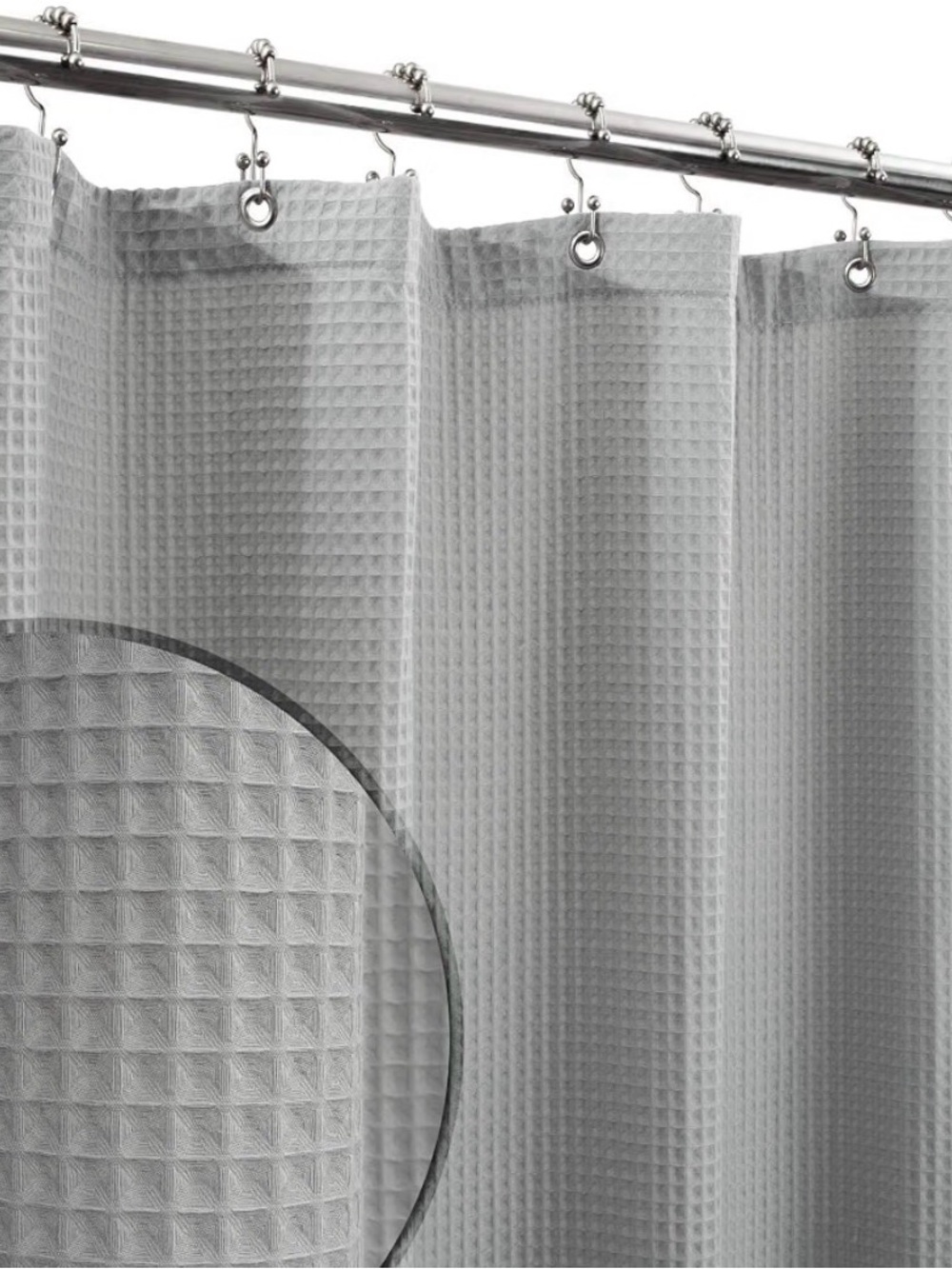 Waffle Weave Long Shower Curtain Lake Wanaka Gray 72x78